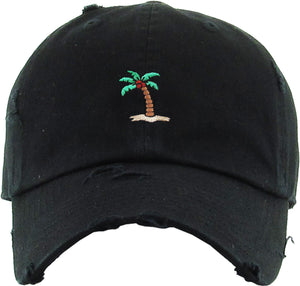 Vintage Dad Hat Palm Tree Embroidery